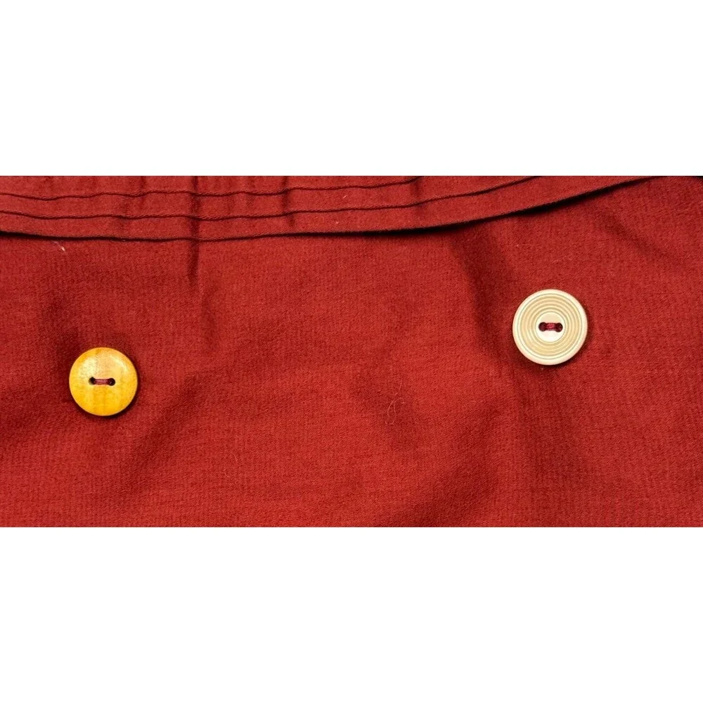 Red Euro Sham 4 Faux Wood Button Closure Replacement Pillowcase Rustic Farmhouse